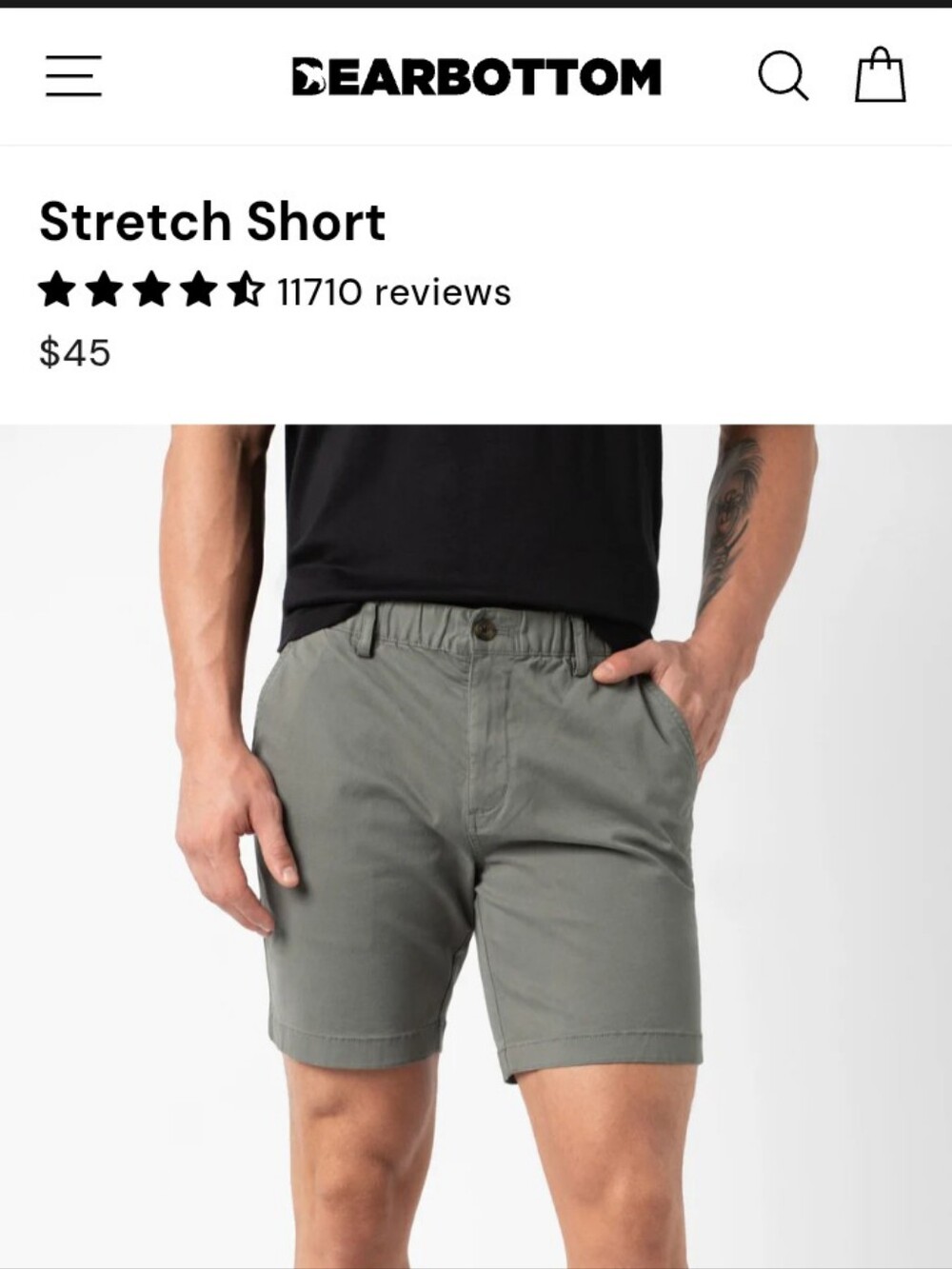 Bearbottom Grey Men's Shorts 7" Inseam